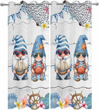 Ocean Gnome Outdoor Curtains for Patio Summer Marine Plumeria Shell Wooden Waterproof Outside Curtains with Grommet Top Weatherproof Curtain for Cabana Pergola Gazebo, 2 Pack, 54" W x 84" L