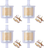 Universal Replacement Gas Inline Fuel Filters for Motorcycles, Cars, Trucks And Gasoline Powered Engines 3/8 Inch (Pack of 4)