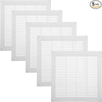 Vent Systems 10" x 10" Inch (Opening Dimensions) - Pack of 5 - White Plastic Soffit Vent Cover - Durable Flat Square Air Vent Grille with Mesh Screen - Ventilation Grill Wall, Ceiling Indoor, Outdoor