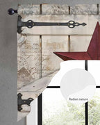Village Stars Swag Kitchen Curtains Valance and Tier Set, Vintage Dark Red Star Beige Barn Doors Light-Filtering Swag Valance, Rod Pocket Short Curtain for Bedroom Cafe, 56x36 inches