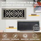 Floor Vents Register Decorative Floor Vent for Home Heavy Duty Walkable Steel Brushed Nickel Color 4x12 Inch Air Heat Vent Grilles Easy Adjust Air Supply Lever