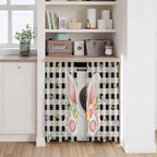 Easter Kitchen Curtains 45 Inch Long 2 Panel Set, Rod Pocket Window Treatment, Spring Rabbits Ears Feet Wildflowers Black Plaid Light Filtering Panels Short Drapes for Bathroom Camper 42"W x 45"L