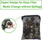 10 Pcs 10" x 7" Aquarium Filter Media Bags, Fish Tank Media Mesh Filter Bags with Zipper, Black Mesh Reusable Bags for Activated Carbon, Ceramic Rings, etc.