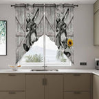 Funny Farm Animals Swag Valances for Windows, Vintage Barn Grey Sunflowers Rod Pocket Kitchen Curtains Valance, Kitchen Window Curtains Swag for Cafe Bathroom Living Room, 2 Panels, 36x63 inch