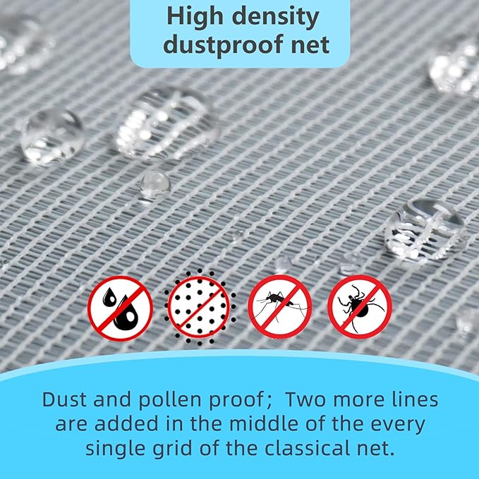 High Density Screen Pollen Proof Net Dust and Pollen Proof Screen Mesh Replacement Door and Window Mesh(37"x99")