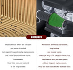 RYANSTAR RACING 76mm 3" High Flow Round Tapered Cone Cool Air Filter Cleaner with Top Filter Design Short 163mm tall Green