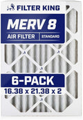 Filter King 16.38x21.38x2 Air Filter | 6-PACK | MERV 8 HVAC Pleated A/C Furnace Filters | MADE IN USA | Actual Size: 16.38 x 21.38 x 1.75"