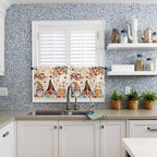 Fall Gnomes Kitchen Curtain Set, Thanksgiving Maple Leaf Rustic Pumpkin Window Valance and Tiers 24" Length, Light Filtering Short Curtains Valance for Cafe Bathroom Bedroom 54"x18"