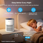 Dr.Prepare Air Purifiers for Bedroom,Quiet Air Purifier with 15 dB Sleep Mode & Night Light,H13 HEPA Washable Filter, 360°Air Inlet, 3 Timer 12W Design, Air Cleaner for Pet Dander,smoke