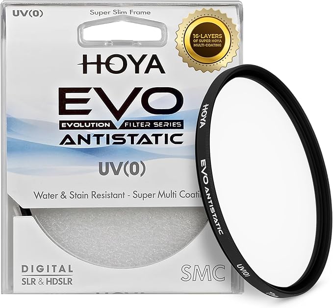 Hoya EVO Antistatic 55mm UV Filter — Camera Filters with 16-Layer SMC Coating, 3mm Thick, Optical Glass for Superior Resolution - Dust, Stain & Scratch-Resistant for Clear and Distortion-Free Images