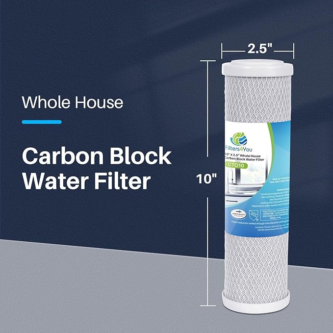 CFS – 32 Pack Carbon Block Water Filter Cartridge Compatible with Flow-Pur 8, WCBCS-975-RV Models – Removes Bad Taste and Odor – Whole House Replacement Filter Cartridge – 10“ x 2.5”
