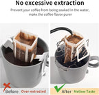 Hanging Ear Drip Coffee Bag Holder with 50-100Pcs Portable Coffee Filter Paper Bag, Coffee Drip Bag Chair Stand, Portable Coffee Filter Paper Bag, for Easy Pour Over (Stand + 50 Bags)