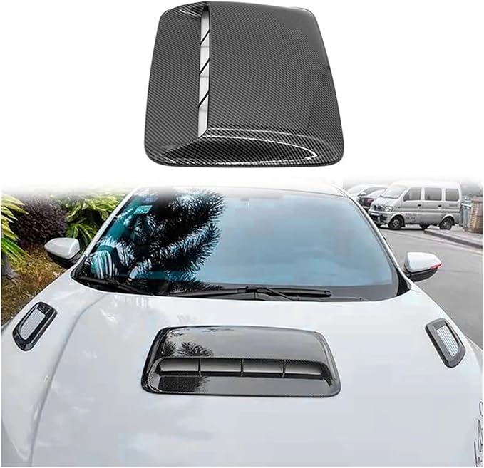 Car Universal Hood Vent Air Outlet Cover Compatible For Infiniti And Mazda Compatible For Tesla Hood Scoop Air Flow Intake Vent Cover(Carbon look)