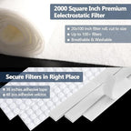 MERV 8 Air Vent Filters,20" x 98" Cut to Fit Air Filter (60+ Filters),Electrostatic Filter Media for Air Vents,Air Conditioner,HVAC,Registers,Grilles,Includes 48 Adhesive Hooks