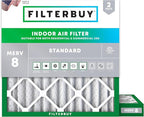 Filterbuy 18x18x2 Air Filter MERV 8 Essential Dust & Allergy Defense (2-Pack), Electrostatic Pleated HVAC AC Furnace Filters Replacement, Made in USA (Actual Size: 17.75 x 17.75 x 1.75)