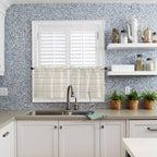 Vintage Country Wooden Board Window Valance Curtains, Gradient Wood Grain Line Light Filtering Kitchen Valance with 3-inch Rod Pocket for Living Room Bathroom Bedroom,2 Panel,27.5x24In