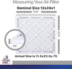 Filter King 12x24x1 Air Filter | 4-PACK | Carbon MERV 8 HVAC Pleated A/C Furnace Filters | MADE IN USA | Actual Size: 11.5 x 23.5 x .75"