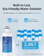 EcoAqua 11032531 Replacement for Bosch® Ultra Clarity® Pro BORPLFTR50, 12033030, 11025825, BORPLFTR55, B36CD50SNS, B36CT80SNS, B36CL80ENS, B36FD50SNS, WFC100MF, Refrigerator Water Filter, 1 Filter