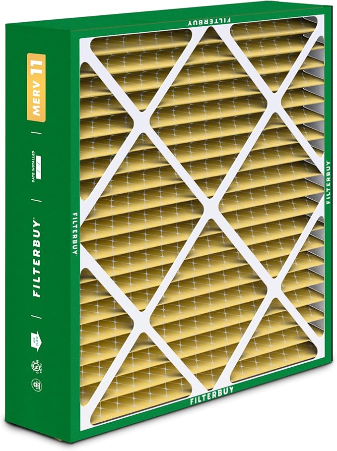 Filterbuy 20x25x5 Air Filter MERV 11 Superior Pet & Allergy Defense (2-Pack), Pleated HVAC AC Furnace Filters for Amana, Coleman, Goodman, Maytag, York, and More (Actual Size: 20.19 x 25.31 x 5.25)
