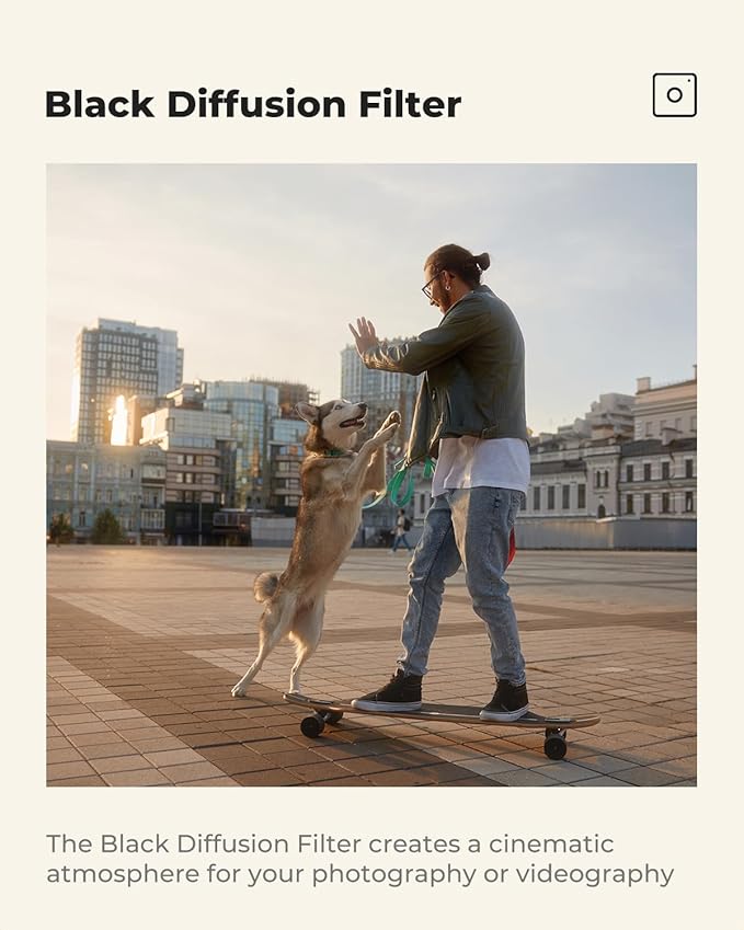 K&F CONCEPT 55mm Black Diffusion 1/8 Filter, Mist Dreamy Cinematic Effect Filter for Video/Vlog/Portrait Photography K-Series