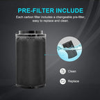 iPower Air Carbon Filter 4" Smelliness Control with Australia Virgin Charcoal, Reversible Flange and Pre-Filter, Scrubber Fit with Inline Duct Fans for Grow Tents and Hydroponics Systems