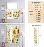 Farm Sunflowers Living Room Curtains 84 Inch Length, Window Curtains Tab Top, Retro Flowers Butterfly Botanical Beige Light Filtering Window Treatments Drapes 42"x84" 2 Panel
