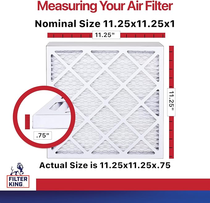 Filter King 11.25x11.25x1 Air Filter | 4-PACK | MERV 11 HVAC Pleated A/C Furnace Filters | MADE IN USA | Actual Size: 11.25 x 11.25 x .75"