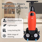 Rechargeable Floor Cleaner and Wet Dry Floor Machine, 17" Commercial Floor Scrubber, Dual-Brush Heads, Cordless Electric Floor Mop Cleaning Capacity 13000 Sqft/H, for Villa Hospital Office White