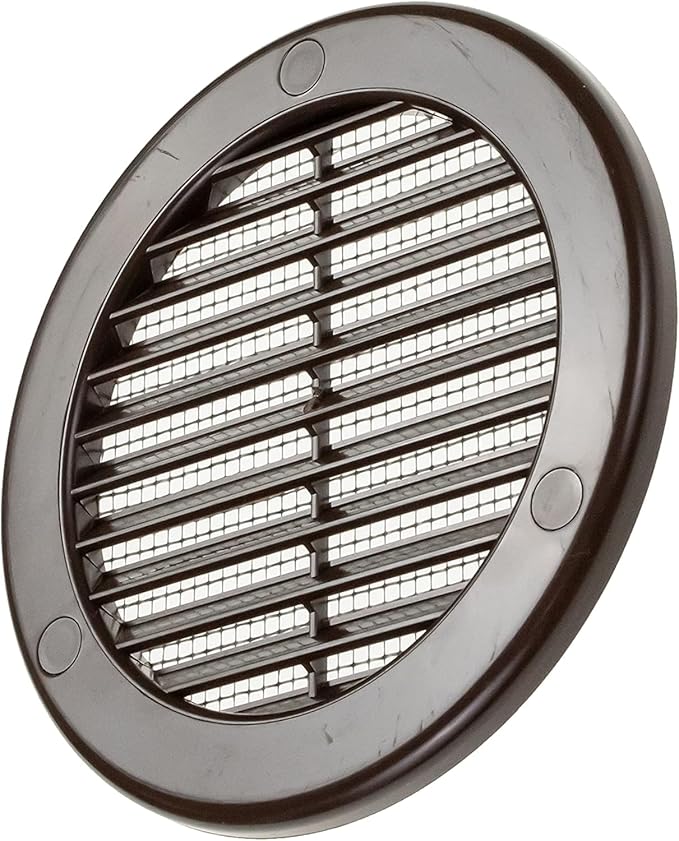 Vent Systems 4" Inch (Opening Dimensions) - Pack of 100 - Brown Soffit Vent Cover - Plastic Round Air Vent Grille - Built-in Mesh Screen - HVAC Register Louver for Bathroom, Home, Kitchen