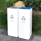 GLigeT Outdoor Trash can White Combined Trash Can Large-Capacity Square Sorting Trash Can Outdoor Direct Throw Trash Can Without Cover, Anti-Fingerprint Technology 48L Trash Can (Size : F)
