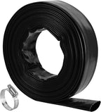 2.5" x 100 FT Pool Backwash Hose, Black Heavy Duty Reinforced PVC Lay Flat Water Discharge Hose for Swimming Pool Filter Pump,with 2 Clamp