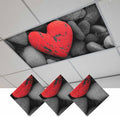 Fluorescent Light Covers for Ceiling Lights Love Heart Stone Magnetic Light Filters 3 Pack 4x2 ft Black Red Ceiling Lights Cover for Classroom Office School Home Drop Lamp Decor
