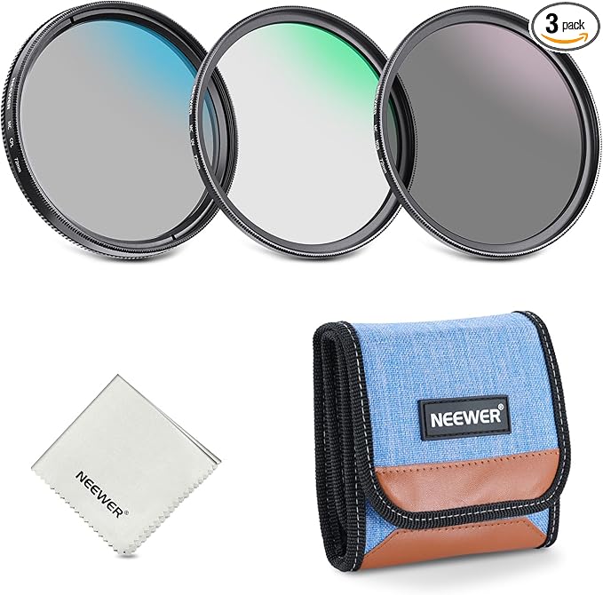 NEEWER 72mm UV/CPL/ND Lens Filter Kit, UV Protection + Circular Polarizing + Neutral Density (ND8) Camera Lens Filter Set with Multicoated Optical Glass, Slim Frame & Upgraded Foldable Storage Case