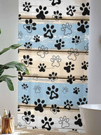 Sheer Curtains 108 Inches Long, Blue Beige Paw Print Semi Sheer Curtains Light Filtering Window Treatment, Vintage Farmhouse Rustic Wooden Grain Privacy Voile Drapes for Living Room 52x108 Inch