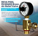 RV40600 (98209800) Brass Air Relief Valve | Compatible with Pool Filter Systems - FNS, Clean and Clear, Quad DE, 4000 Series Filters I Essential Pool Maintenance Accessory, Yellow/Black
