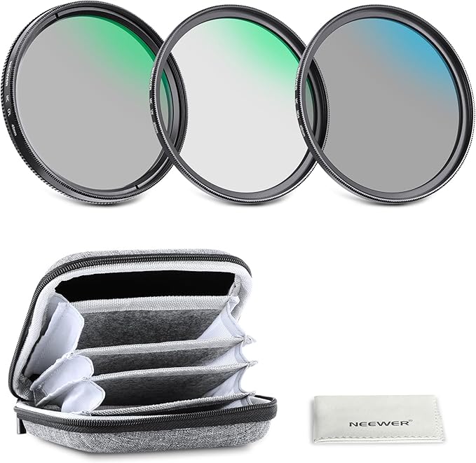 NEEWER 46mm UV/CPL/ND Lens Filter Kit with Hard Shell Storage Case, Multicoated Optical Glass & Aluminum Alloy Frame, UV + Circular Polarizer (CPL) + Neutral Density (ND4) Filter for Camera Lens
