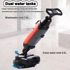 Commercial Floor Scrubber Machine Lightweight Electric Floor Cleaner with 17" Cleaning Width, Rotary Double Brushes, 360° Rotating Head, Efficiently Scrubs The Floor and Leaves it Dry White