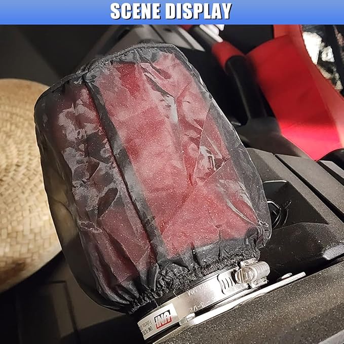 Air Intake Filter Sock Cover, Waterproof Dustproof Air Cleaner Protective Cover, High Flow Cone Car Intake Filter Rain Sock, Universal Car Accessories for SUV, Truck, ATV (Large)