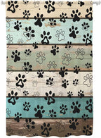Sheer Curtains 72 Inches Long, Sage Green Brown Paw Prints Semi Sheer Curtains Light Filtering Window Treatment, Vintage Farmhouse Wooden Grain Privacy Voile Drapes for Living Room Bedroom 52x72 Inch