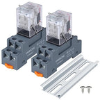 Electromagnetic Power Relay, 8-Pin 10 AMP 110V/120V AC Relay Coil with Socket Base, LED Indicator, DPDT 2NO 2NC - MY2NJ 2PCS [Applicable for DIN Rail System]