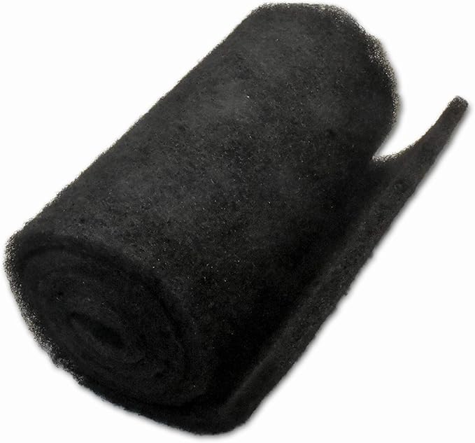 Black Coarse Filter Media, 1.25" Thick, 16" x 56" Roll, Perfect for Aquariums, Ponds or Water Gardens, Made in USA