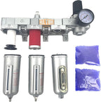 3/4" NPT HEAVY DUTY Industrial Grade 4 Stages Filter Coalescing Desiccant Dryer Regulator System For Compressed Air Lines, Metal Bowls, Great For Paint Spray And Plasma Cutter (MANUAL DRAIN)
