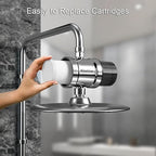 High Flow Shower Filter for Sensitive Skin and Hair with Metal Threads, Anti-Clogging Shower Head Filter, Reduces Chlorine, Scale, Chloramine, Sediments, and Odor