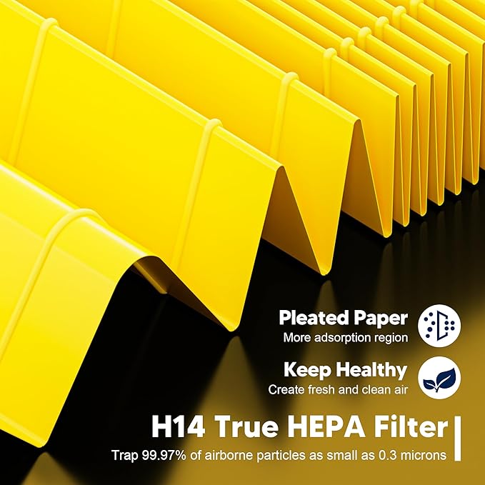 240 True HEPA 14 Pet Allergy Replacement Filter Compatible with Puroair 240, 3-in-1 True HEPA Filter Replacement, Grade True HP-14 with Activated Carbon Filter, 2 Pack, Yellow