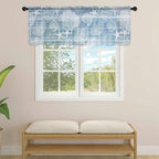 Haze Blue Retro Summer Sheer Valance Curtains, Sea Turtle Starfish Coral Ocean Light Filtering Kitchen Valances Rod Pocket Voile Curtain Window Treatment for Bedroom/Living Room/Basement 42Wx18L