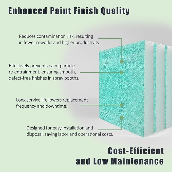 Spray Booth Air Filter Fiberglass Exhaust Green in Paint Booth 15g Green (20" x 25"(50/case))