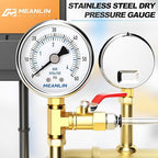 MEANLIN MEASURE 0~60Psi Dry Pressure Gauge Stainless Steel 1/8" NPT 2" FACE DIAL Waterproof for Pool Filter Pump Oil Air Compressor Tire Pressure Tester Lower Mount with 1/4" NPT and 3/8" NPT Hex Bush