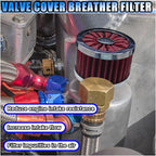 23mm Car Air Filter, 0.9'' High Flow Vent Valve Cover, Breather Filter, Universal Cold Air Intake Filter Breather, Car Accessories Fits Car Motorcycle (Red)
