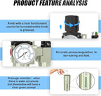 Heavy Duty Industrial Grade 1/2" NPT 3 Stage Air Drying System,Coalescing Filter, Particulate Filter, Desiccant Dryer and Air Regulator, Manual Drain, For Plasma Cutter and Paint Spray