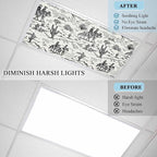 2 Pack Fluorescent Light Cover, Western Cowboys Light Covers for Ceiling Lights, Vintage Desert Canyon Cactus Horseshoe Magnetic Lights Filters Ceiling Shade for Classroom/Office - 4 x 2 Feet